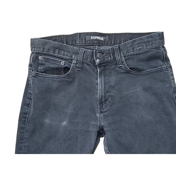 Express Mens Slim Fit Jeans Size 32x32 Black Minimalist Indie Sleaze Casual - Picture 3 of 6